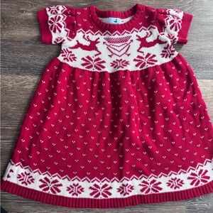 Nanducket Regal Red Knit Reindeer Sweater Dress